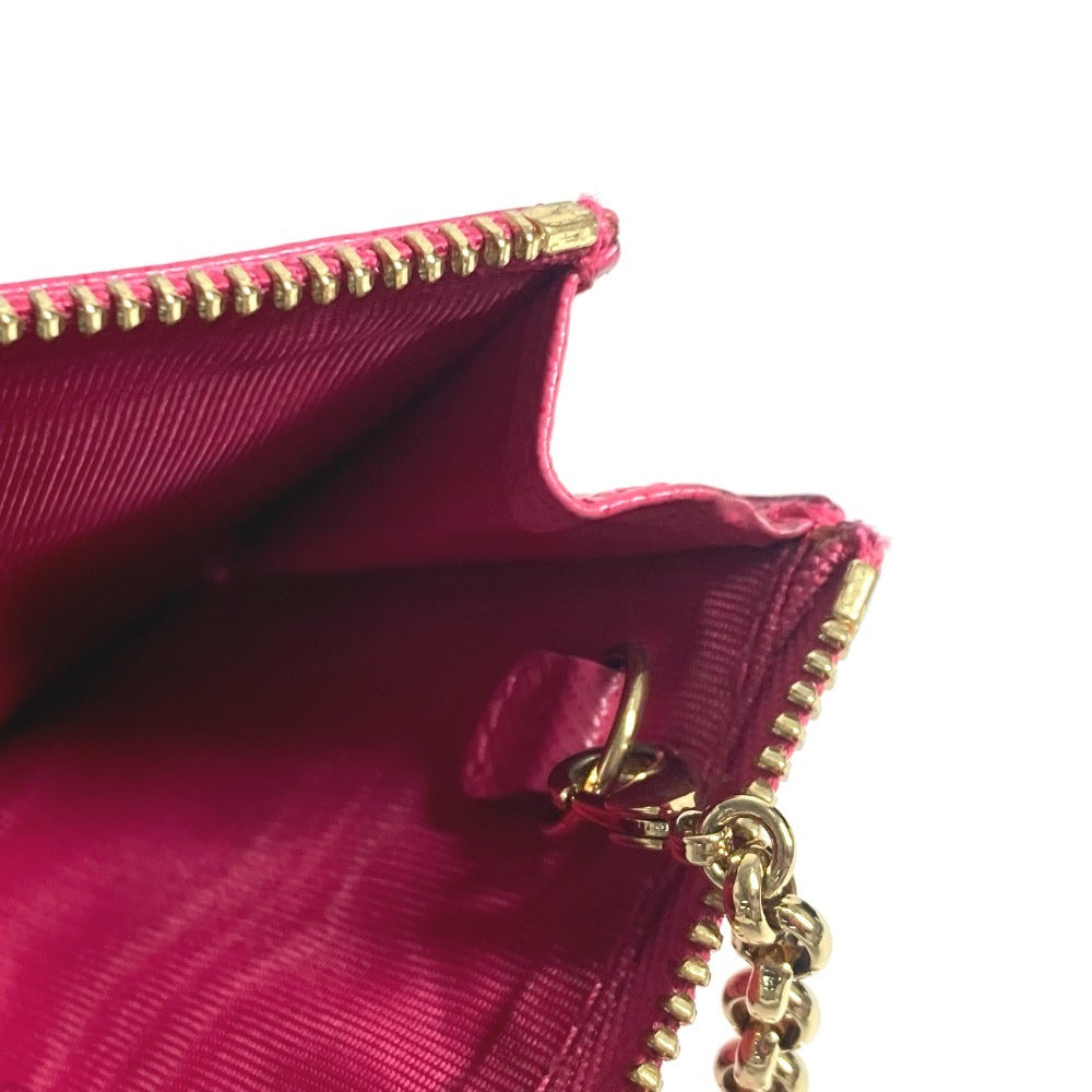 Salvatore Ferragamo Rose Ribbon with Key Ring Coin Purse Wallet Coin Case Leather Women's Pink