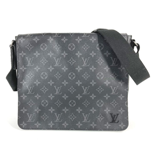 LOUIS VUITTON M46255 Monogram Eclipse District PM NV3 Bolso bandolera con solapa Monogram Eclipse Canvas Unisex Negro