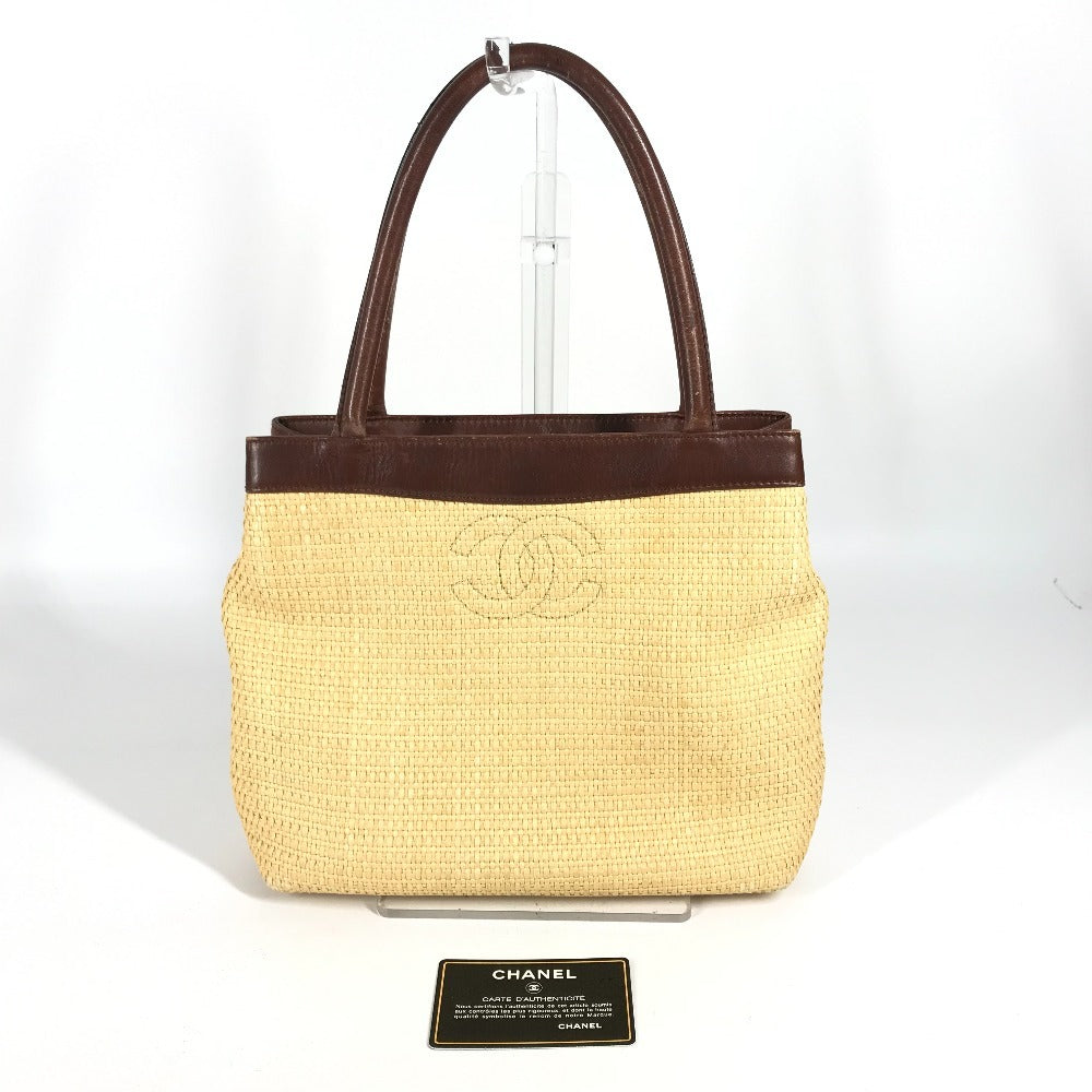 CHANEL CC ココマーク ロゴ カバン 肩掛け トートバッグ ショルダーバッグ ラフィア レディース ベージュ