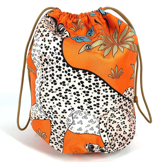 HERMES Musardine Multi-Pouch, Leopard Print, Silk, Orange, Women's