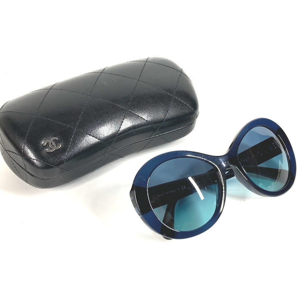 CHANEL 5372-A CC Coco Mark Logo Glasses Eyewear Glasses Sunglasses Plastic Ladies Blue