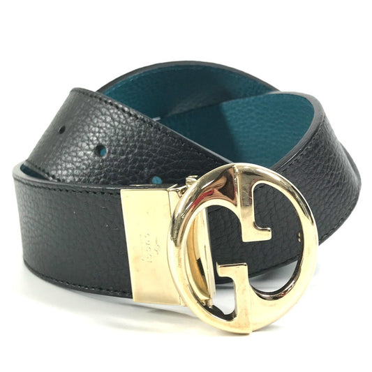 GUCCI 450000 Double G GG Logo Belt for Bottoms, Buckle, Leather, Men's, Black