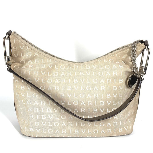 BVLGARI Logomania Bvlgari Bvlgari Shoulder Bag in Leather/Canvas, Beige