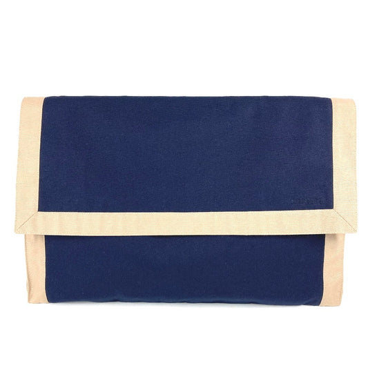 HERMES Tapidsel Big Oversized Pouch Flap Clutch Bag, Cotton, Unisex, Navy