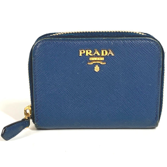 Prada 1mm268 Saffiano logo dompet duit syiling duit duit syiling duit syiling saffiano kulit uniseks biru