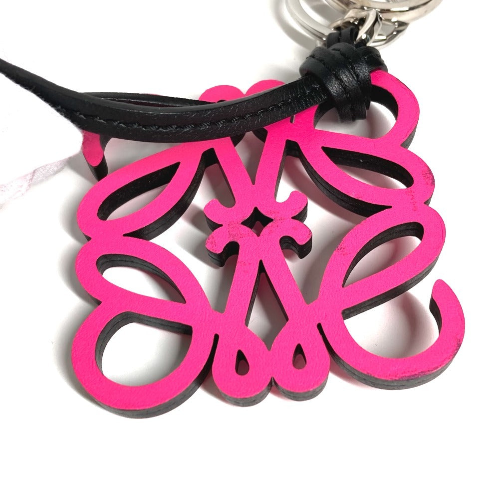 LOEWE Anagram Logo Keychain Bag Charm Charm Charm Leather Unisex Pink