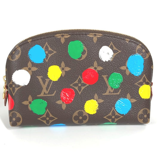 Louis vuitton m81895 lv x yk yayoi kusama kolaborasi monogram infiniti dot pochette kosmetik solek kantung kantung kantung kosmetik monogram kanvas wanita multicolor