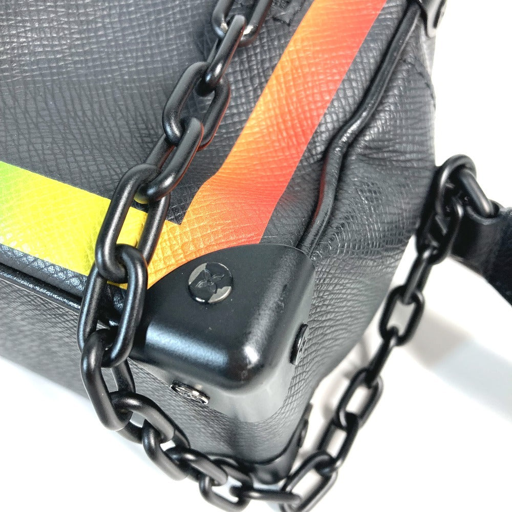 LOUIS VUITTON M30351 Taiga Rainbow Mini bolso de baúl suave Bolso cruzado con pochette Bolso de hombro Taiga Cuero Unisex Negro
