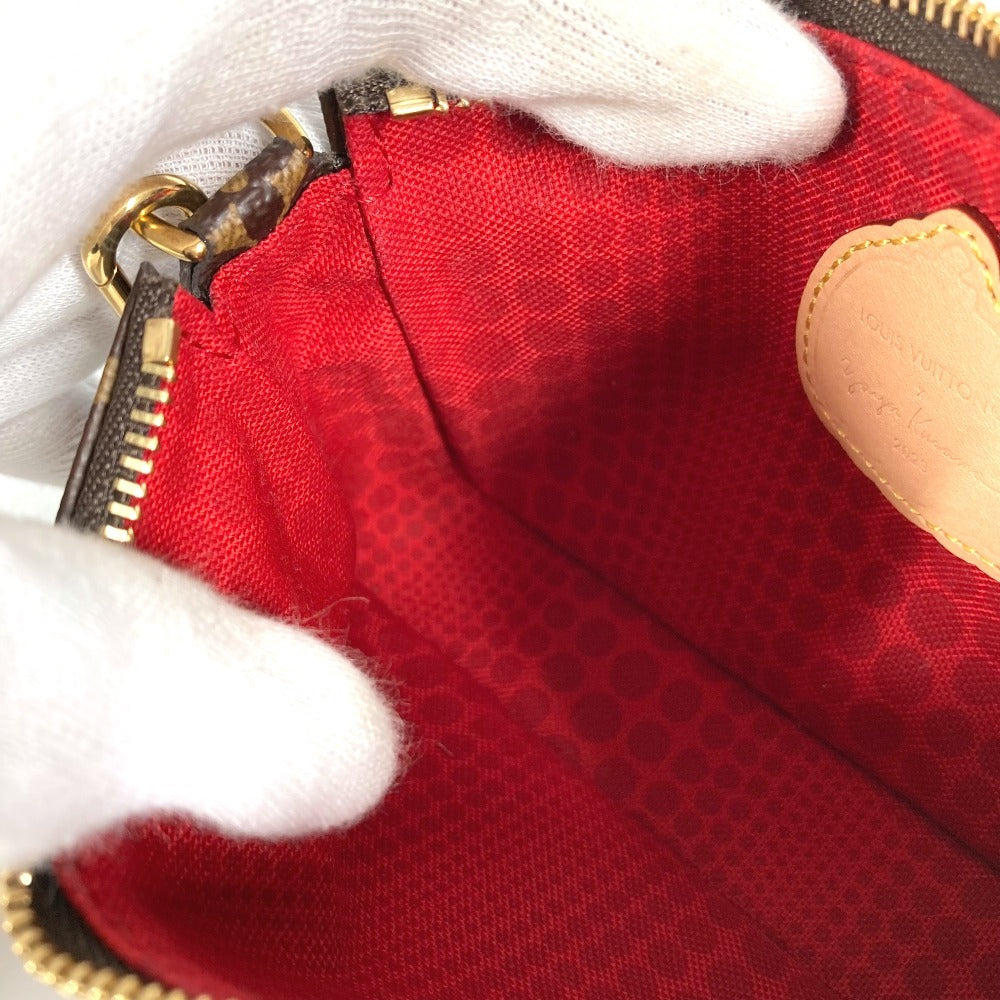 LOUIS VUITTON M81866 Monograma Yayoi Kusama Colaboración LV×YK Mini Pochette Accesorios Bolso Cadena Accesorio Bolso Bolso Monograma Lona Mujer Marrón