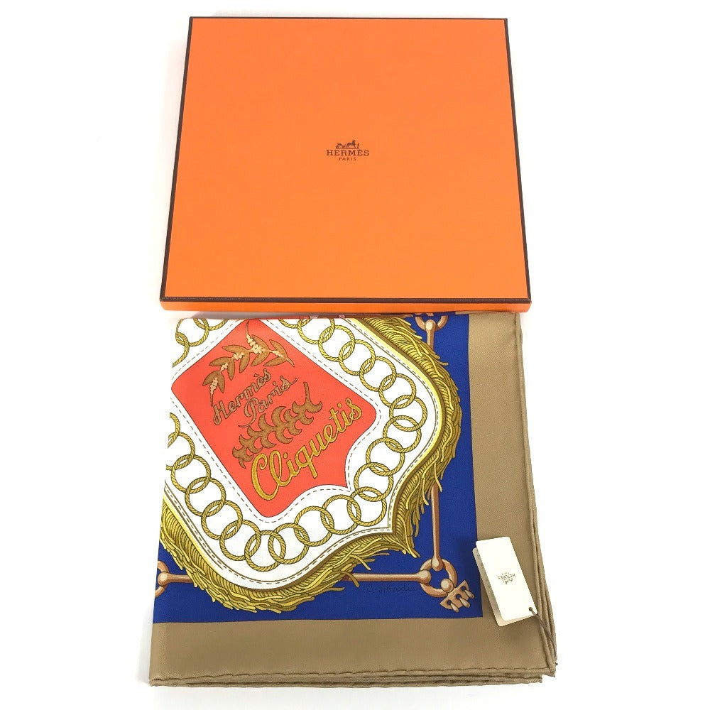 HERMES Kare 90 Kare 90 Cliquetis Scarf Silk Women's Beige