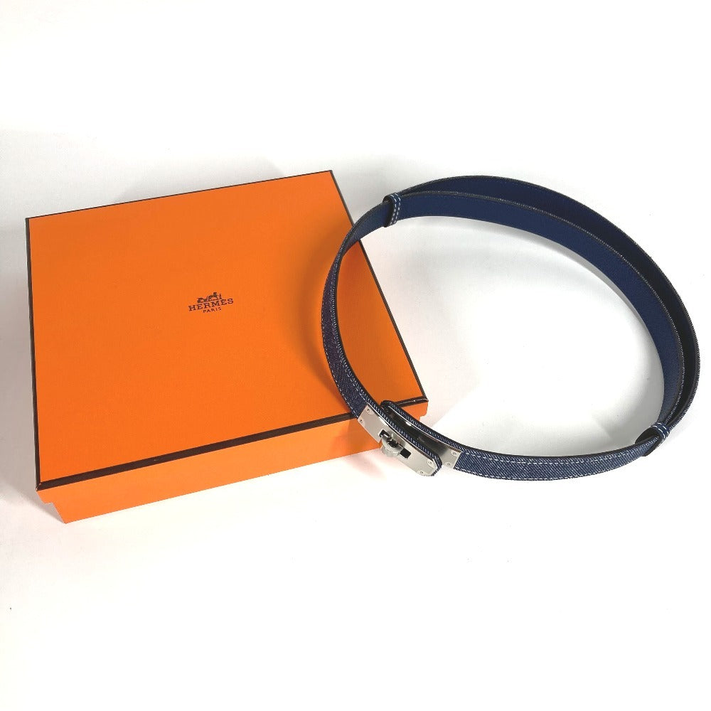 HERMES H010777UKAA Belt "Kelly" Jean 18 Kelly Belt Belt Denim Ladies Blue