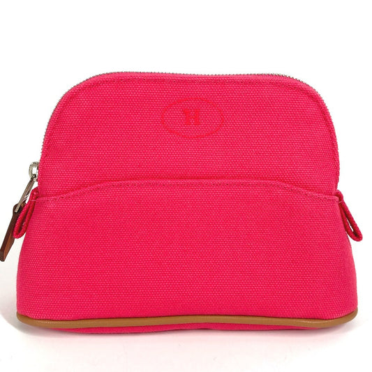 HERMES Bolide Pouch Mini Mini Makeup Pouch Cosmetic Pouch Pouch Cotton Unisex Hibiscus Pink