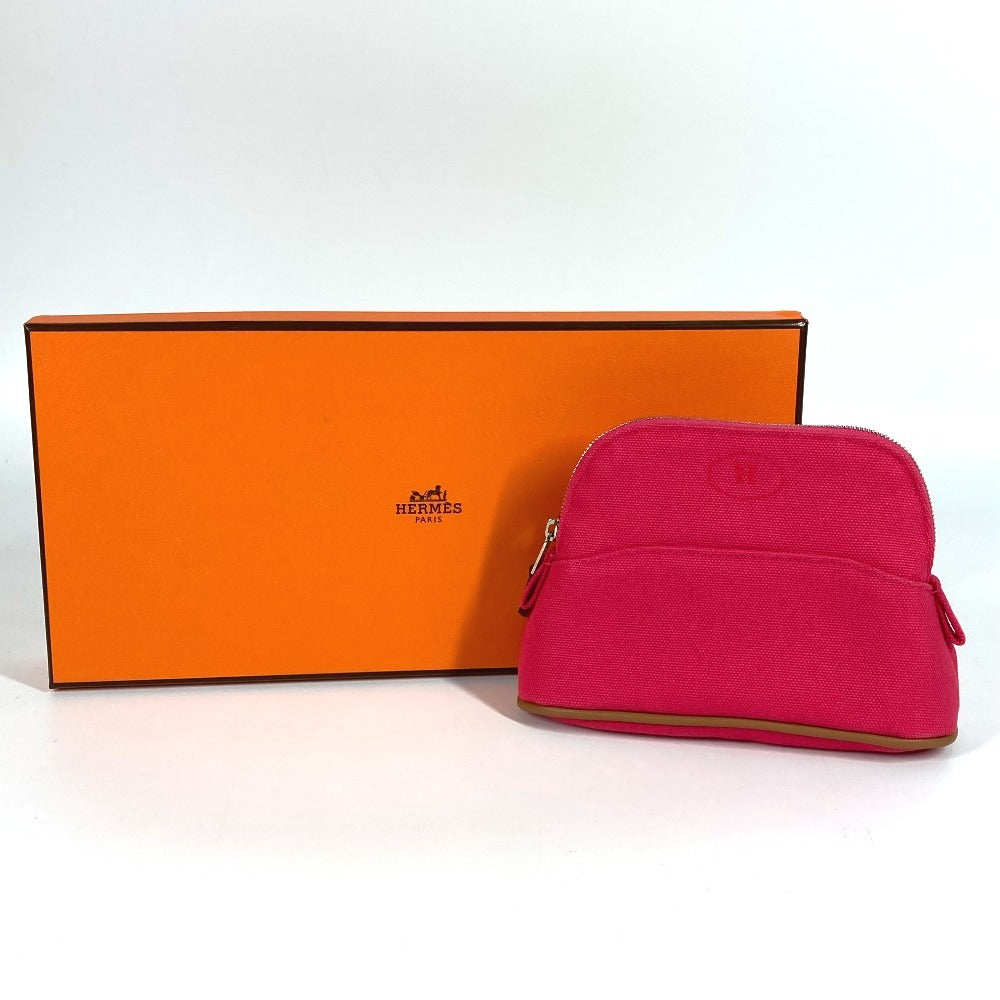 HERMES Bolide Mini Makeup Pouch, Cotton, Unisex, Hibiscus Pink