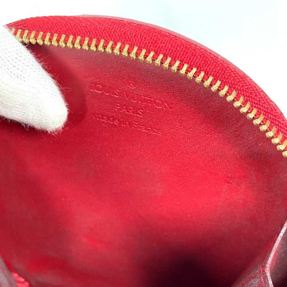 LOUIS VUITTON M91389 Monogram Vernis Porte Monet Lapin Rabbit Animal Coin Purse Wallet Chain Coin Case Monogram Vernis Women's Red