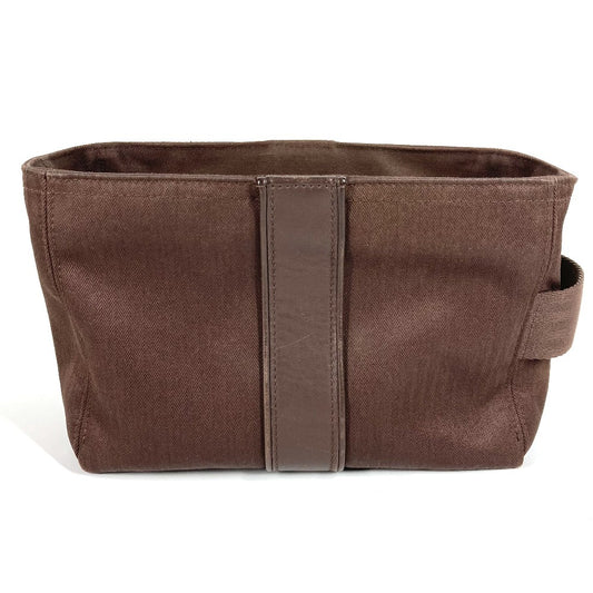 HERMES Acapulco Crechedo Toilette MM Bag Multi Pouch Second Bag Clutch Bag Pouch Toile Chevron Unisex Brown