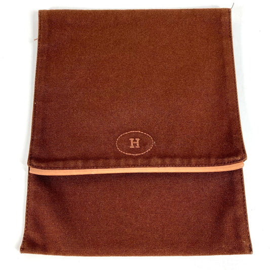 HERMES H Logo Vertical Flap Makeup Pouch, Multi-Purpose Pouch, Canvas, Unisex, Brown