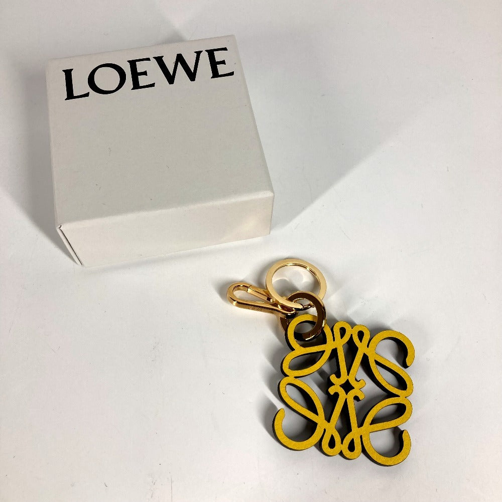 LOEWE C821232X06 Logo Anagram Charm (Calf) Bag Charm Keychain Leather Unisex Yellow