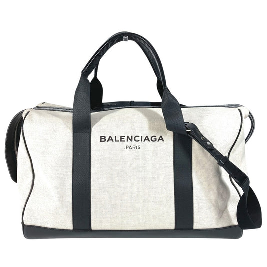 BALENCIAGA 392010 ロゴ 旅行バッグ カバン トラベルバッグ ボストンバッグ レザー/キャンバス ユニセックス ブラック
