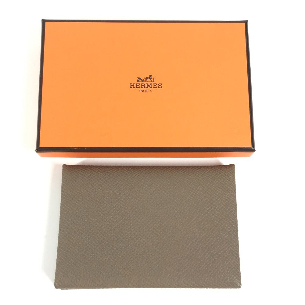 HERMES Calvi Duo Bifold Wallet with Card Case, Coin Purse, Business Card Holder, Pass Case, Coin Case, Epson, Unisex, Etoupe, Gray