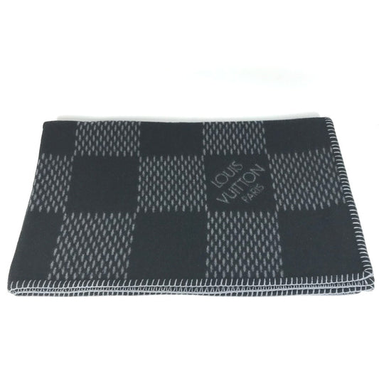 LOUIS VUITTON M76561 Damier Graphite Giant Couverture Damier Classic Interior Blanket, Wool/Cashmere, Unisex, Black