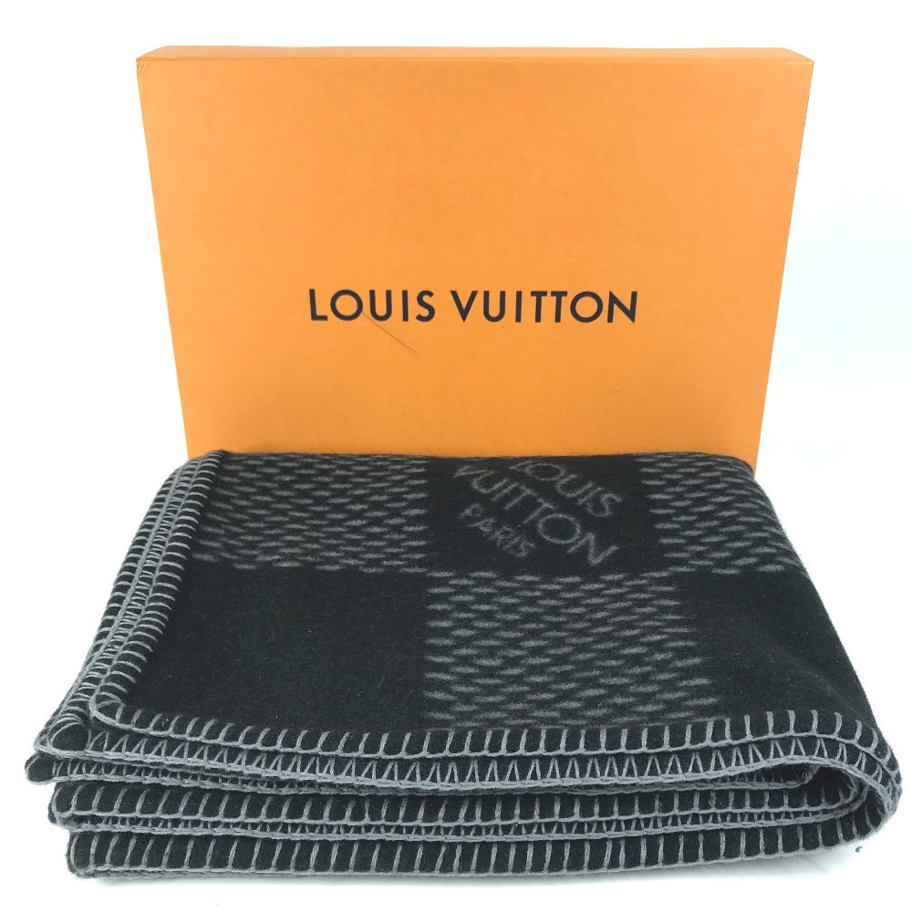 LOUIS VUITTON M76561 Damier Graphite Giant Couverture Damier Classic Interior Blanket, Wool/Cashmere, Unisex, Black