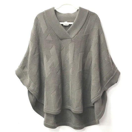 HERMES H logo apparel top outerwear wool poncho women's brown