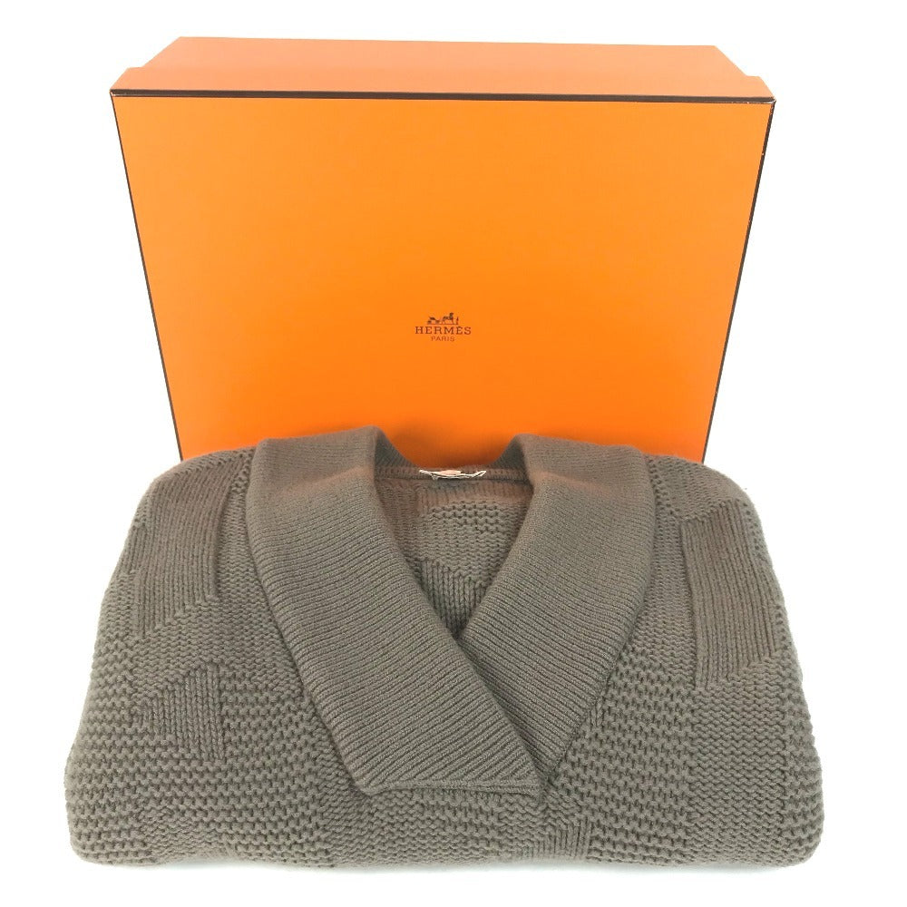 HERMES H logo apparel top outerwear wool poncho women's brown