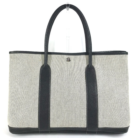 HERMES Garden Party PM Handbag Tote Bag Toile H Women's Black