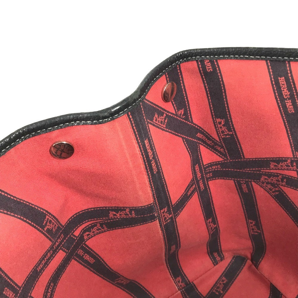HERMES Garden Party PM Handbag Tote Bag Toile H Women's Black