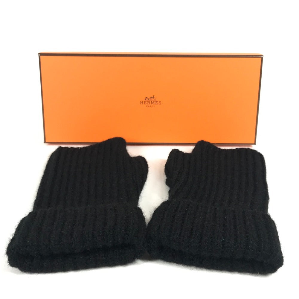 HERMES フィリパ フィンガーレス アクセサリー グローブ 手袋 カシミヤ レディース ブラック