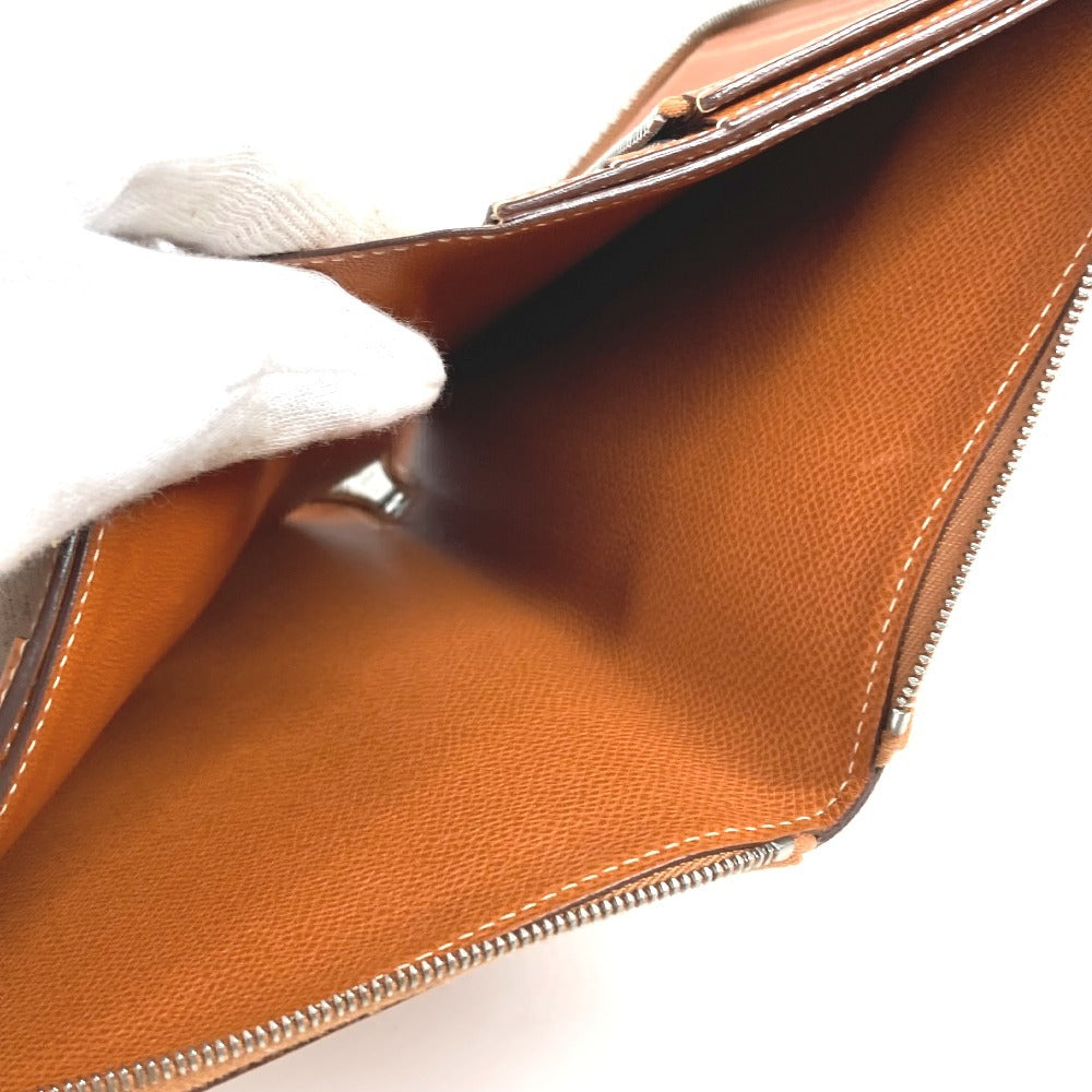 HERMES Round Zipper Travel Case, Azap Combine Long Wallet, Epson, Unisex, Gold