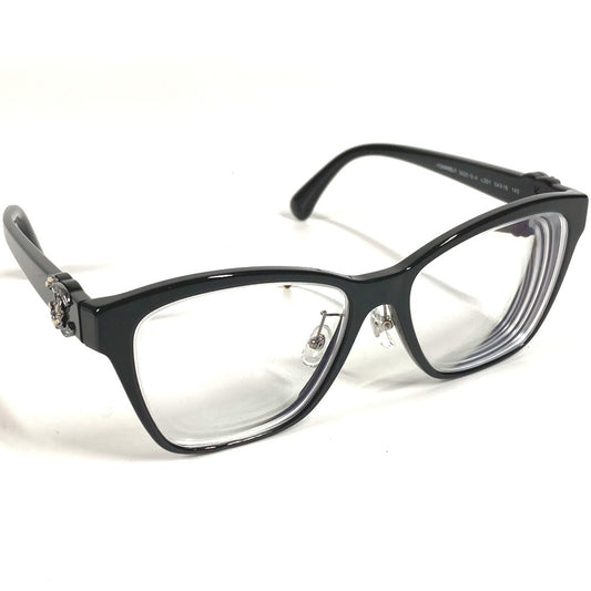 CHANEL 3420-Q-A CC ココマーク ロゴ ラインストーン チェーン めがね メガネ アイウェア 眼鏡 サングラス プラスチック レディース ブラック