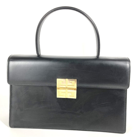 GIVENCHY ヴィンテージ ロゴ カバン トートバッグ ショルダーバッグ フラップ ハンドバッグ レザー レディース ブラック