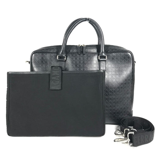 Salvatore Ferragamo 2WAYバッグ ショルダーバッグ カバン ロゴ ガンチーニ ビジネスバッグ ブリーフケース 書類バッグ ハンドバッグ レザー ユニセックス ブラック