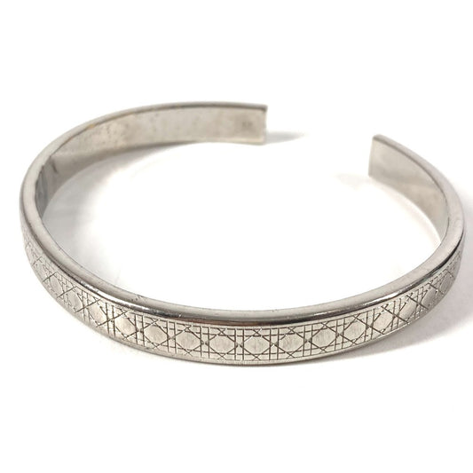 Dior Cannage Logo Bangle Bracelet in Silver Metal for Women