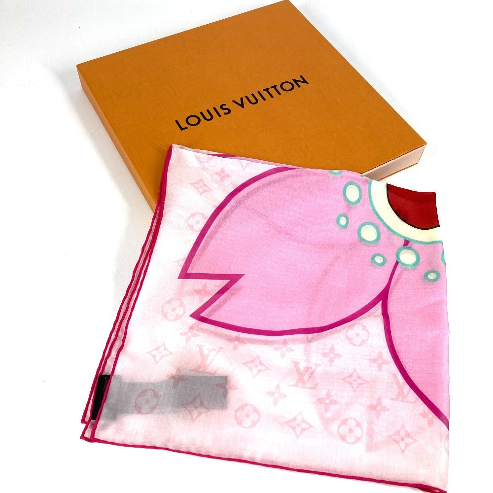 LOUIS VUITTON M96088 LV×TM Takashi Murakami Sakura LV×TM Carré 55 Cherry Blossom Scarf Silk Unisex Pink