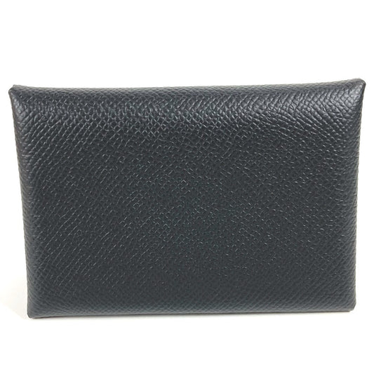 HERMES Calvi Duo Bifold Wallet with Card Case, Coin Purse, Business Card Holder, Pass Case, Coin Case, Epson, Unisex, Black