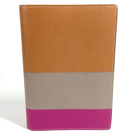 HERMES トリコロールカラー グローブトロッター アジェンダ ノートカバー システム手帳 ステーショナリー 手帳カバー エプソン ユニセックス ブラウン