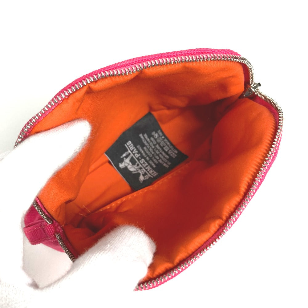 HERMES ボリードポーチ ミニミニ メイクポーチ 化粧ポーチ ポーチ レザー/キャンバス ユニセックス ハイビスカス ピンク