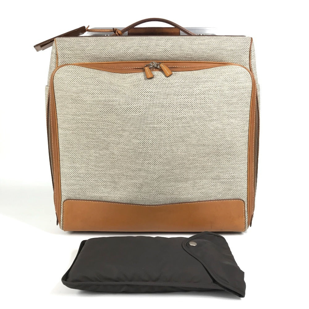 HERMES スーツケース カレーシュ エクスプレス キャビン カバン トラベルバッグ 2輪 トロリーケース 旅行バッグ トラベルバッグ キャリーバッグ レザー/キャンバス レディース グレー