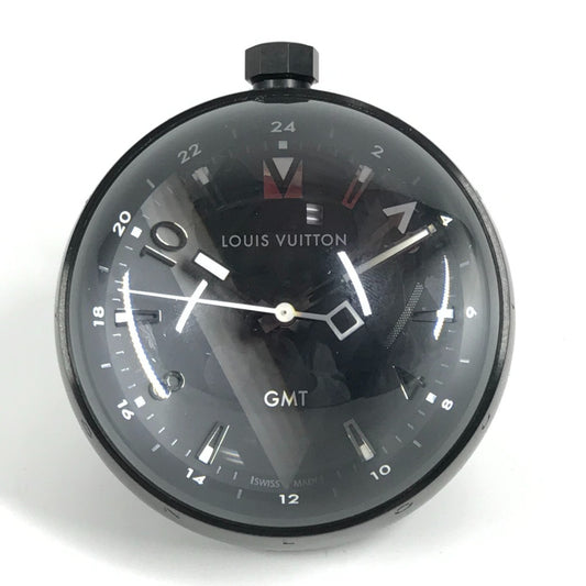 LOUIS VUITTON Q1Q000 Tambour GMT Table Clock, Stainless Steel, Unisex, Black