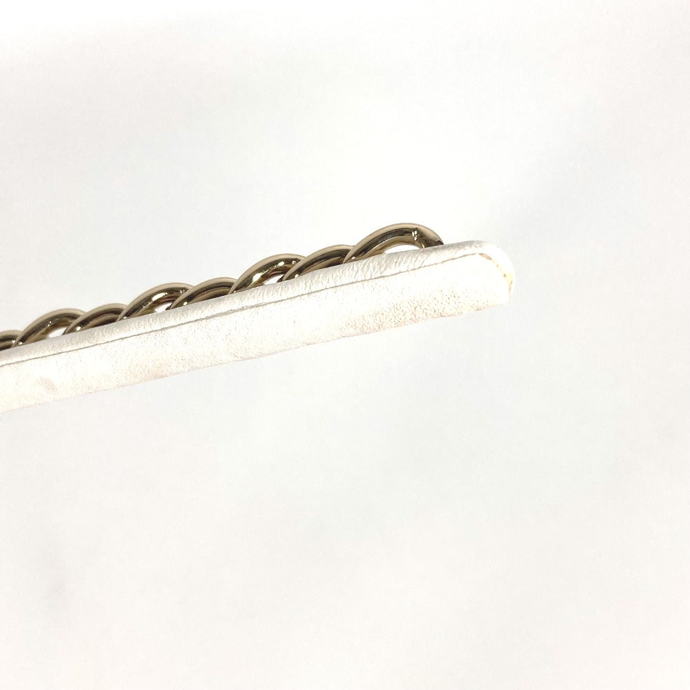 CHANEL 22S チェーン CC ココマーク ヘアアクセサリー ヘッドバンド ヘアバンド カチューシャ レザー レディース ホワイト