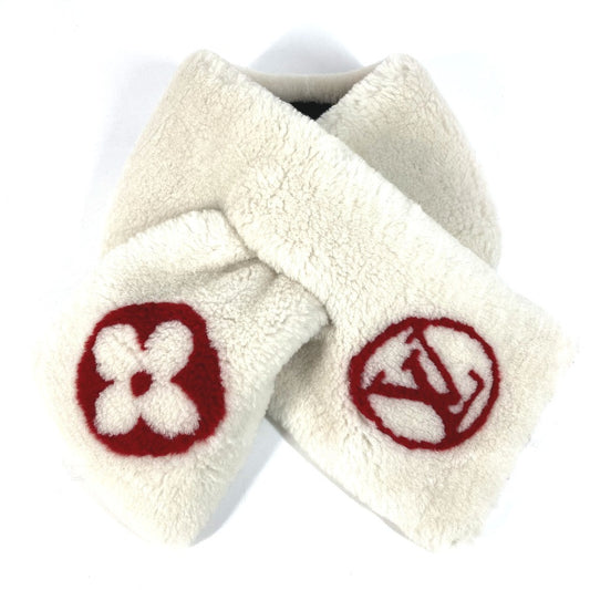 LOUIS VUITTON M70434 モノグラムフラワー LVロゴ エシャルプ シャーリング ダーリン ストール ファー ティペット マフラー カシミヤ レディース ホワイト