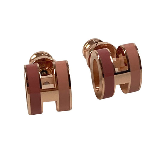 HERMES バイカラー ポップH ミニ ピアス ロカバール ビューティー アクセサリー ピアス メタル レディース ピンク