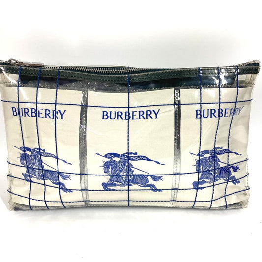 BURBERRY EKD Travel Pouch Logo Clutch Bag Pouch Second Bag Vinyl Women's Clear