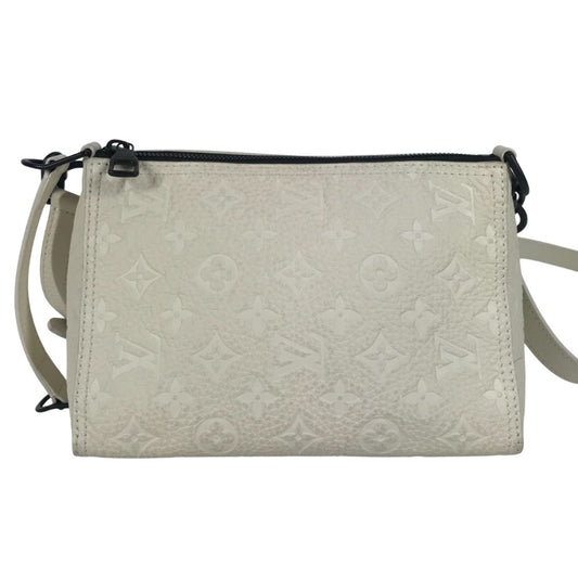 LOUIS VUITTON M55927 Monogram Empreinte Virgil Abloh Triangle Messenger Bag, Crossbody Bag, Pochette, 2-Way Bag, Clutch Bag, Shoulder Bag, Taurillon Leather, Unisex, White
