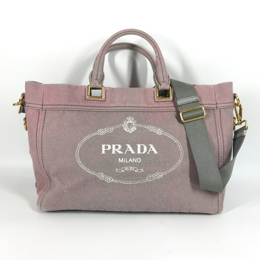 PRADA BN2069 Denim Canapa Bag, Shoulder Bag, 2-Way Bag, Handbag, Tote Bag, Canvas, Unisex, Gray