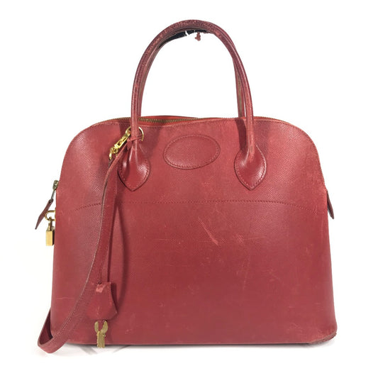 HERMES Bolide 35 Crossbody Bag, 2-Way Shoulder Bag, Handbag, Couchvel, Women's, Red