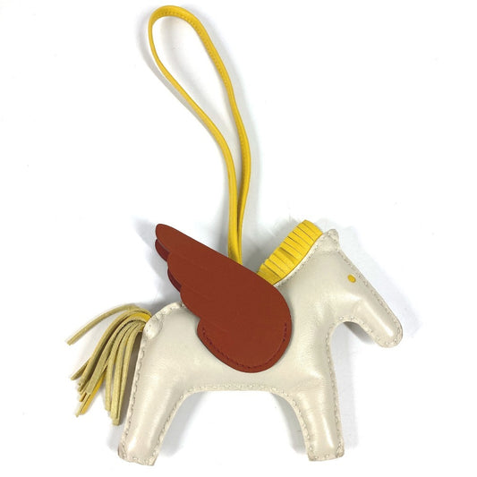 HERMES Rodeo Pegasus GM Bag Charm, Anjou Milo, Unisex, Black/Jaune Naples/Cuivre, White
