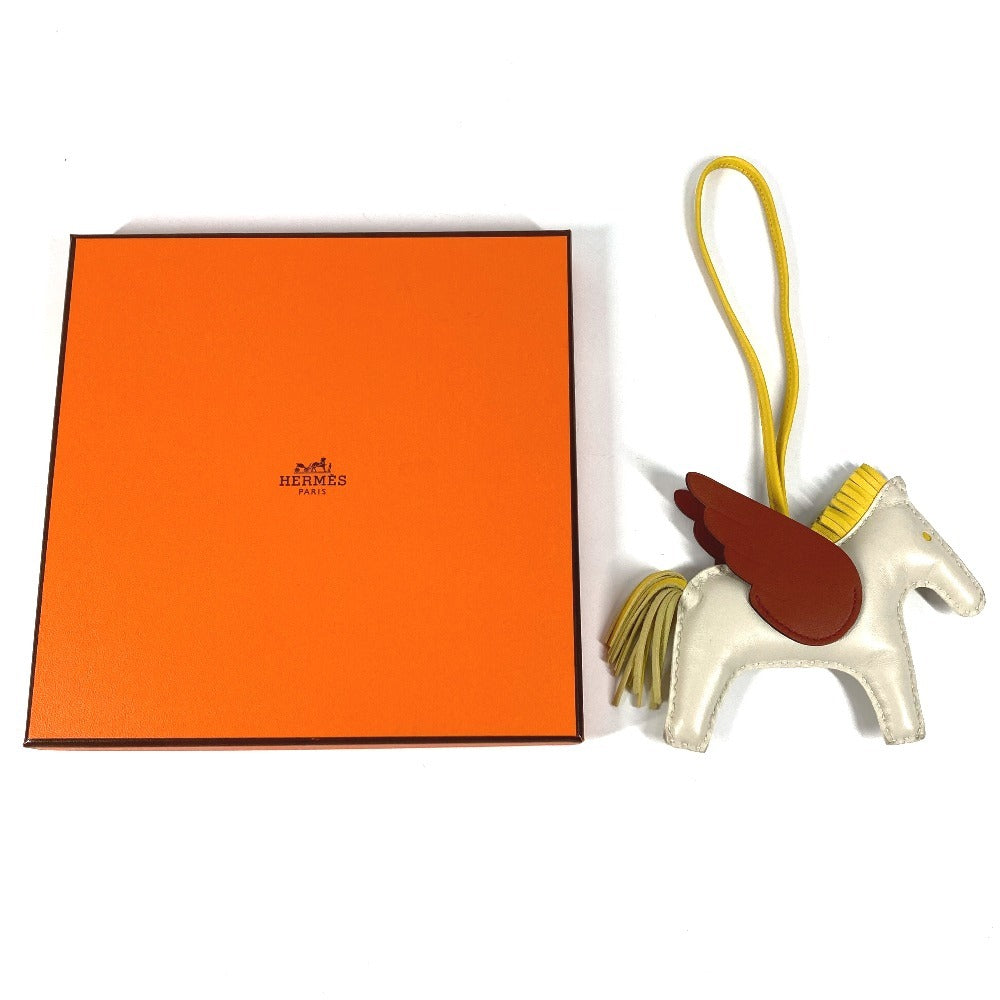 HERMES Rodeo Pegasus GM Bag Charm, Anjou Milo, Unisex, Black/Jaune Naples/Cuivre, White